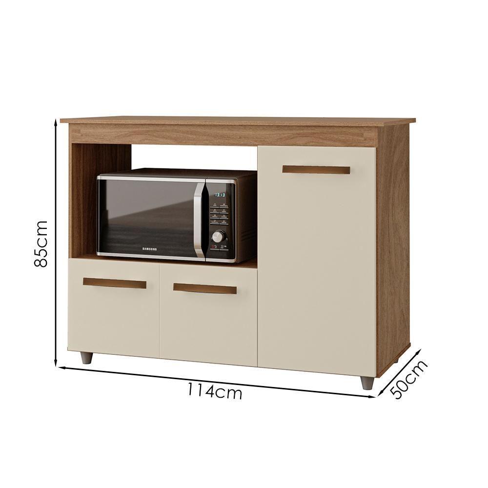 Balcão Multiuso Forno 3 Portas 114 Cm Liza Savana Off White Mobbs - 3