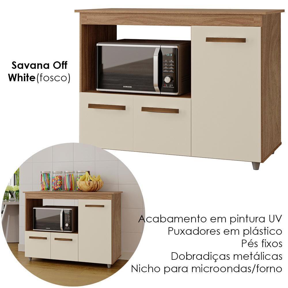 Balcão Multiuso Forno 3 Portas 114 Cm Liza Savana Off White Mobbs - 4