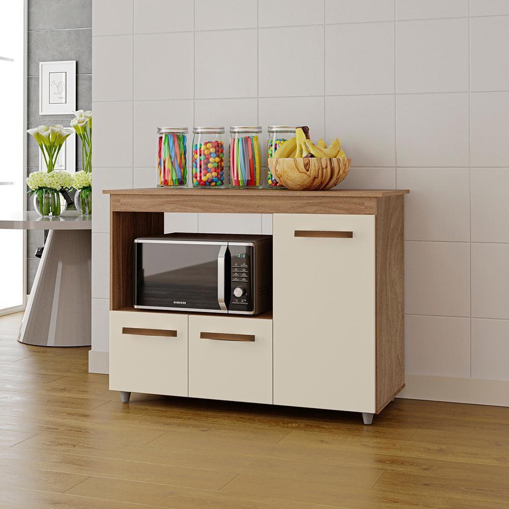 Balcão Multiuso Forno 3 Portas 114 Cm Liza Savana Off White Mobbs - 6