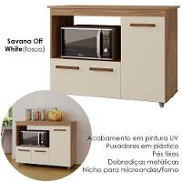 Balcão Multiuso Forno 3 Portas 114 Cm Liza Savana Off White Mobbs