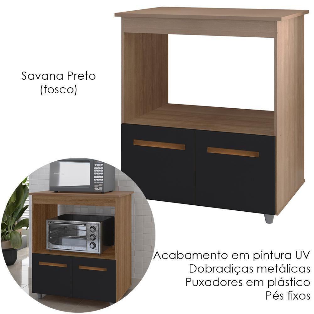 Balcão Multiuso Com Nicho 75cm 9450 Savana Preto Mobbs - 4