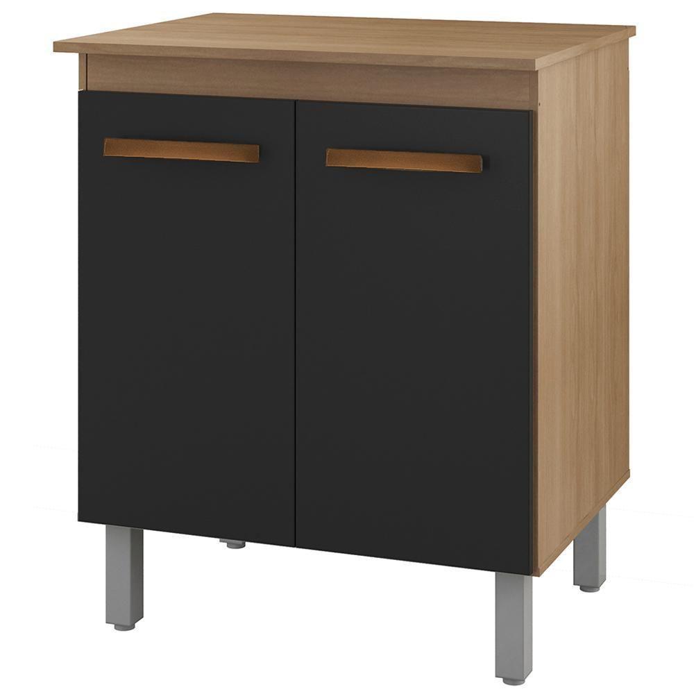 Balcão Multiuso 2 Portas 75 Cm Serena Savana Preto Mobbs Savana - 1