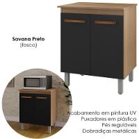 Balcão Multiuso 2 Portas 75 Cm Serena Savana Preto Mobbs Savana