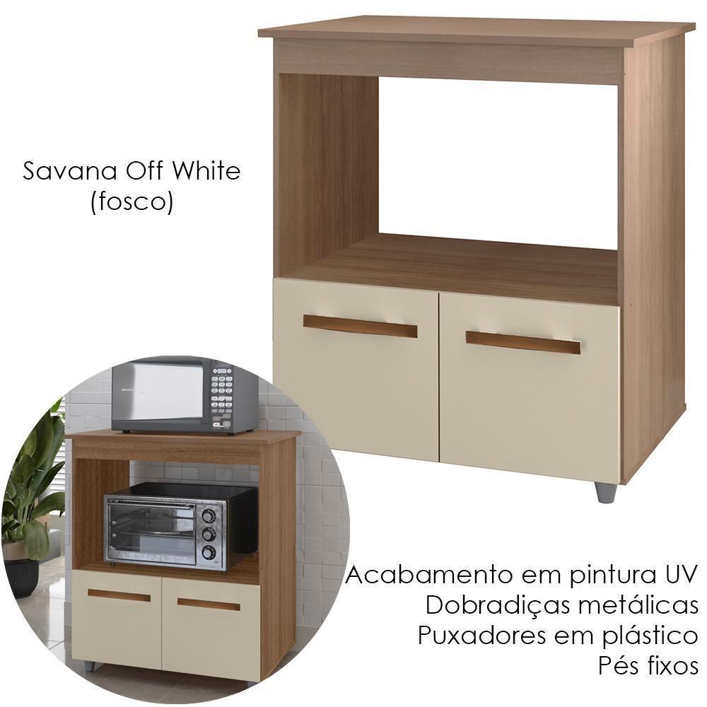 Balcão Multiuso Com Nicho 75cm 9450 Savana Off White Mobbs - 4