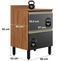 Balcão Com Tampo 1 Porta 1 Gaveta 60 Cm Mdf Proenca Nogueira Carbono Prime Demartez - 3