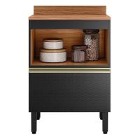 Balcão Com Tampo 1 Porta 1 Gaveta 60 Cm Mdf Proenca Nogueira Carbono Prime Demartez - 8