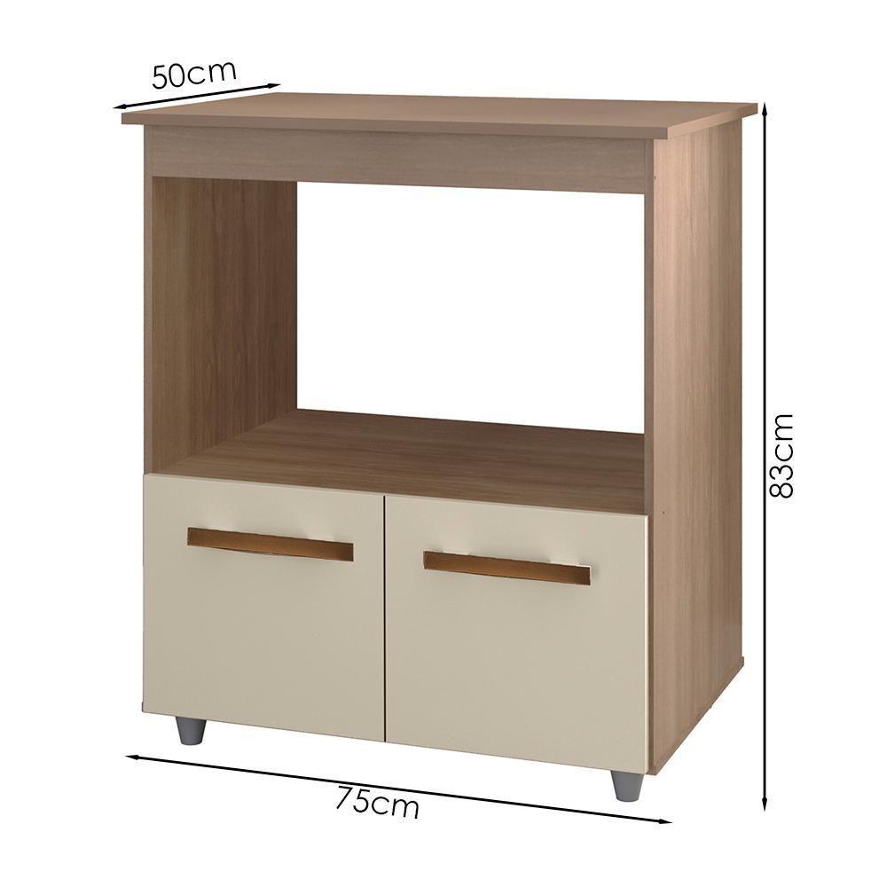 Balcão Multiuso Forno 2 Portas 75 Cm Angela Savana Off White Mobbs - 3