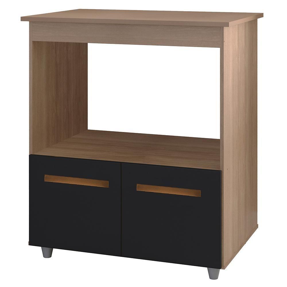 Balcão Multiuso Forno 2 Portas 75 Cm Angela Savana Preto Mobbs Savana - 1