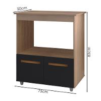 Balcão Multiuso Forno 2 Portas 75 Cm Angela Savana Preto Mobbs Savana - 3