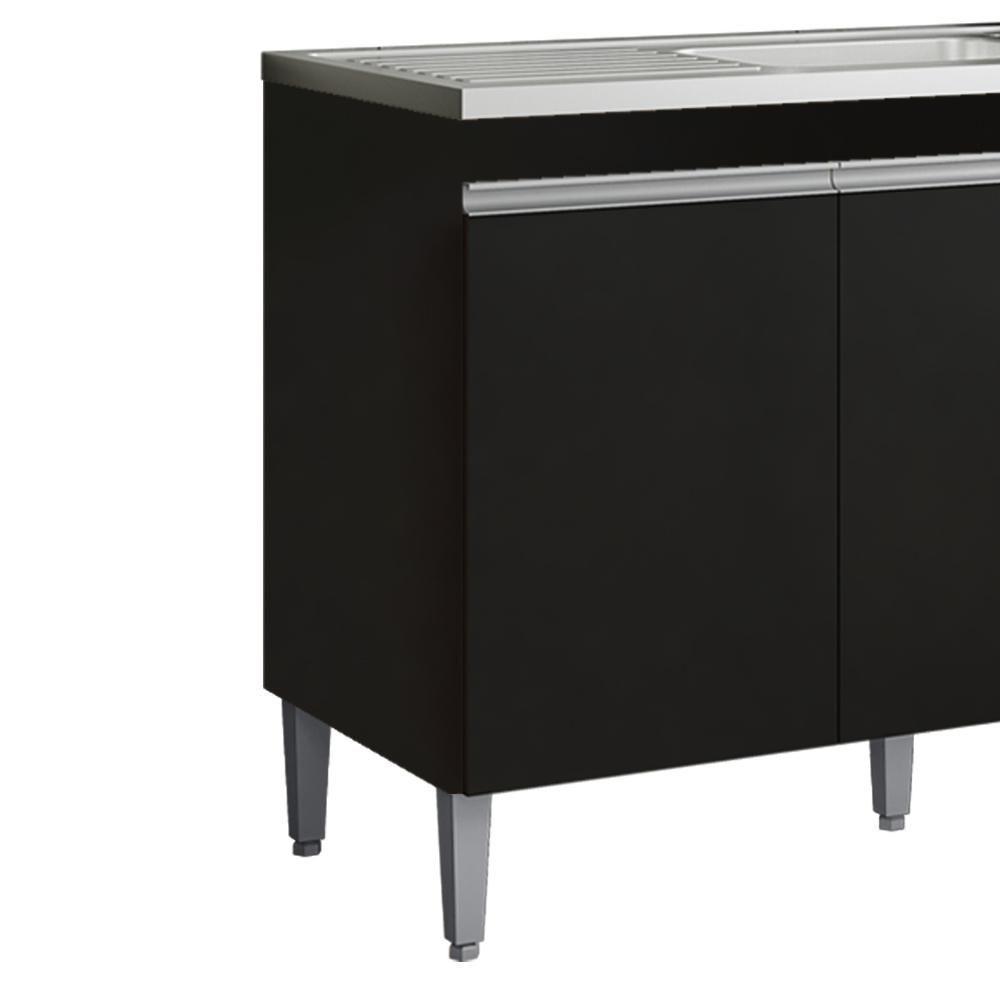 Balcão Pia Sem Tampo 2 Portas 3 Gavetas 116 Cm Andreia Preto Reajl Moveis - 5