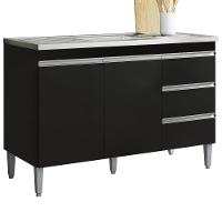 Balcão Pia Sem Tampo 2 Portas 3 Gavetas 116 Cm Andreia Preto Reajl Moveis - 1