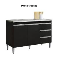 Balcão Pia Sem Tampo 2 Portas 3 Gavetas 116 Cm Andreia Preto Reajl Moveis