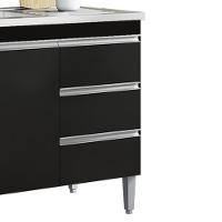 Balcão Pia Sem Tampo 2 Portas 3 Gavetas 116 Cm Andreia Preto Reajl Moveis - 6