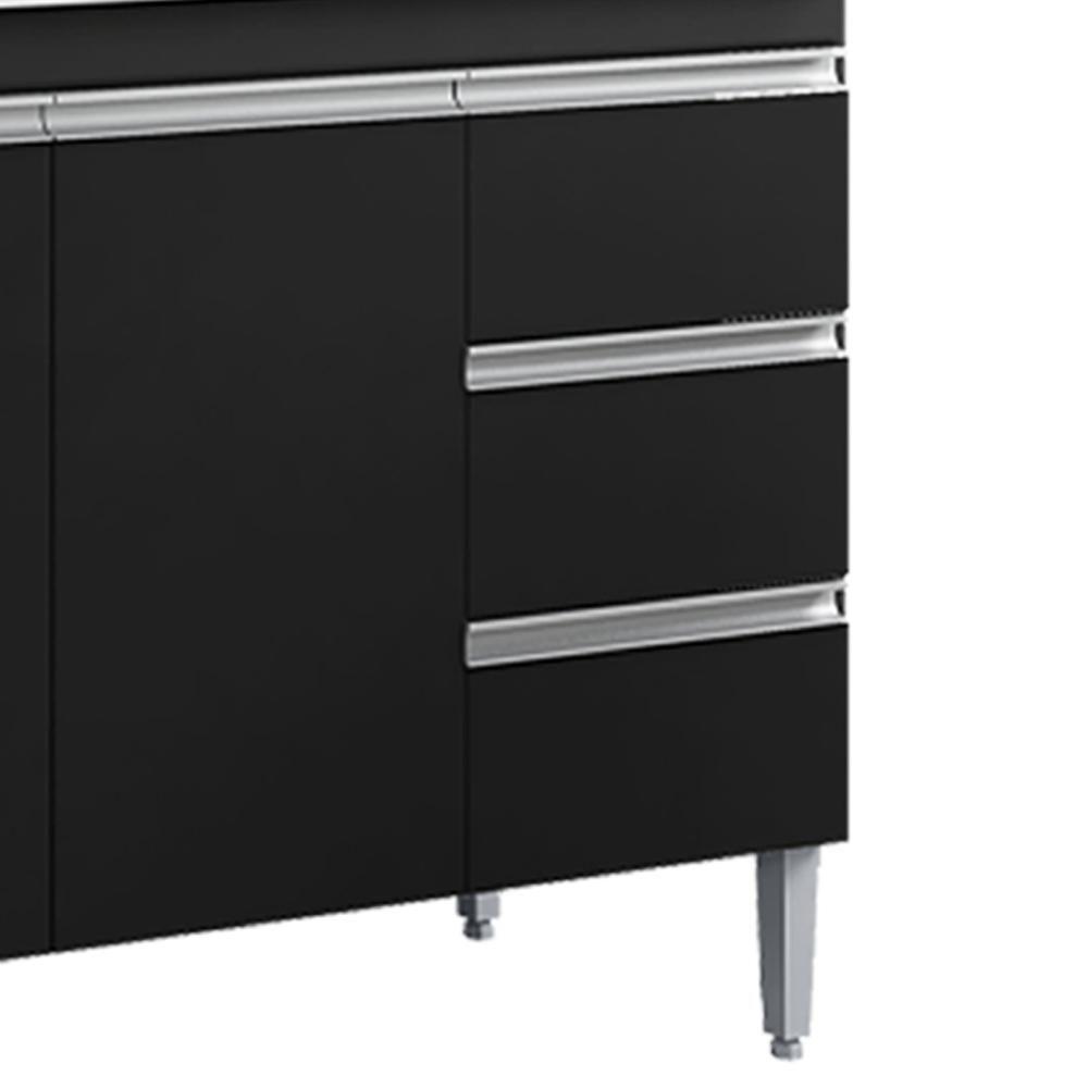 Balcão Pia Sem Tampo 2 Portas 3 Gavetas 97 Cm Andreia Preto Reajl Moveis - 5