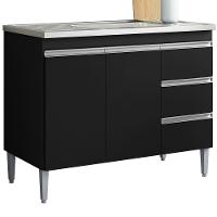 Balcão Pia Sem Tampo 2 Portas 3 Gavetas 97 Cm Andreia Preto Reajl Moveis - 1