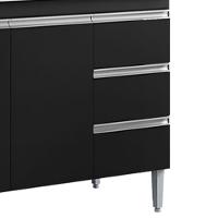 Balcão Pia Sem Tampo 2 Portas 3 Gavetas 97 Cm Andreia Preto Reajl Moveis - 5