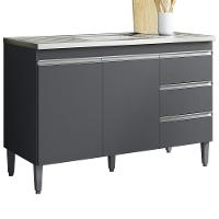 Balcão Pia Sem Tampo 2 Portas 3 Gavetas 116 Cm Andreia Cinza Reajl Moveis - 1