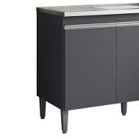 Balcão Pia Sem Tampo 2 Portas 3 Gavetas 116 Cm Andreia Cinza Reajl Moveis - 5