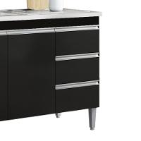 Balcão Pia Sem Tampo 3 Portas 3 Gavetas 155 Cm Andreia Preto Reajl Moveis - 6