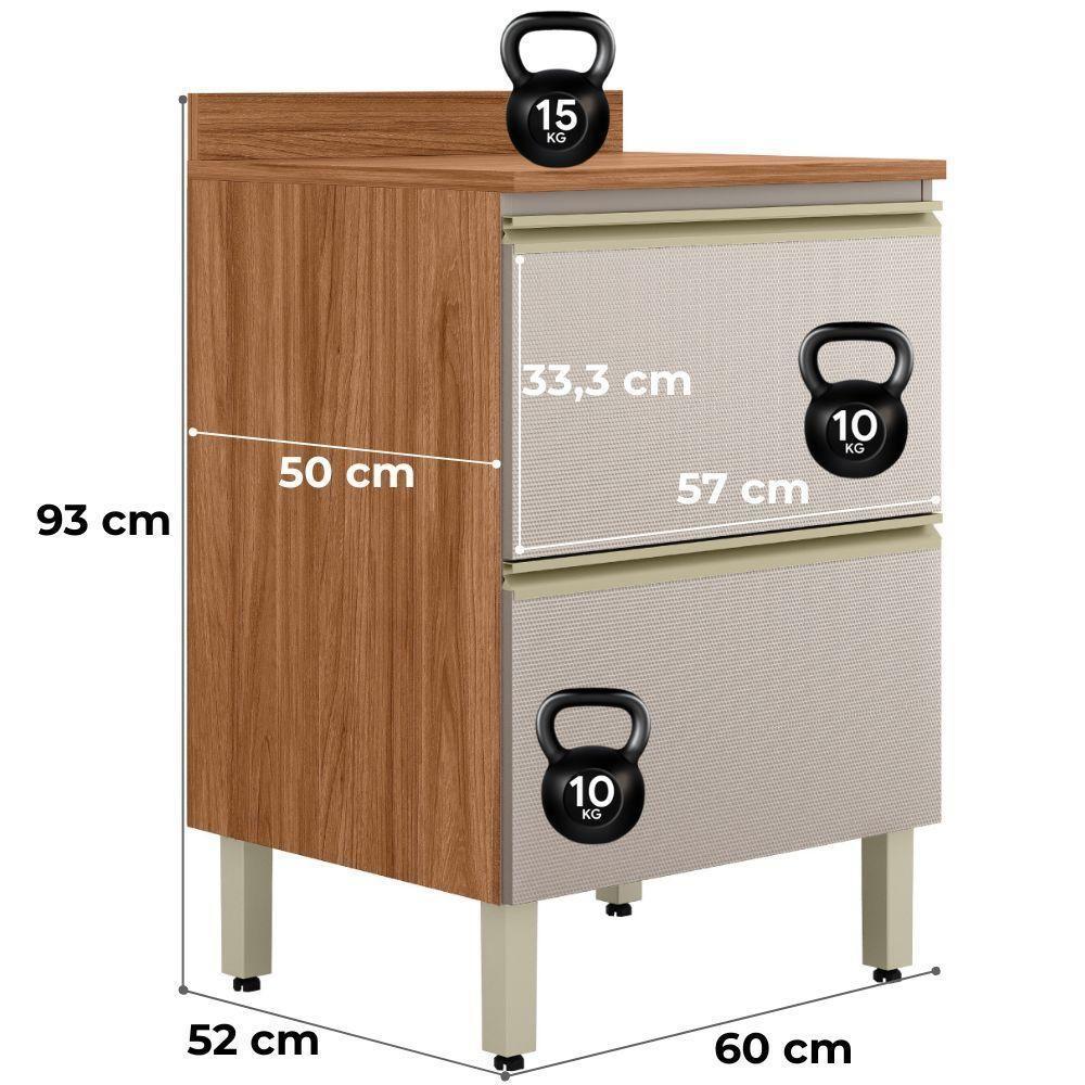 Balcao Com Tampo 1p 1g 60 Cm Mdf Proenca Nogueira Nude Prime Demartez - 3