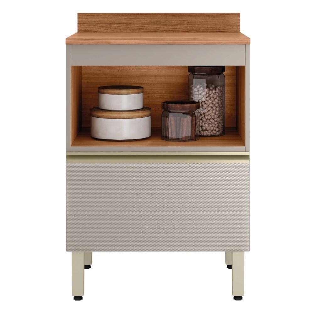 Balcao Com Tampo 1p 1g 60 Cm Mdf Proenca Nogueira Nude Prime Demartez - 8