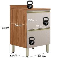 Balcao Com Tampo 1p 1g 60 Cm Mdf Proenca Nogueira Nude Prime Demartez - 3