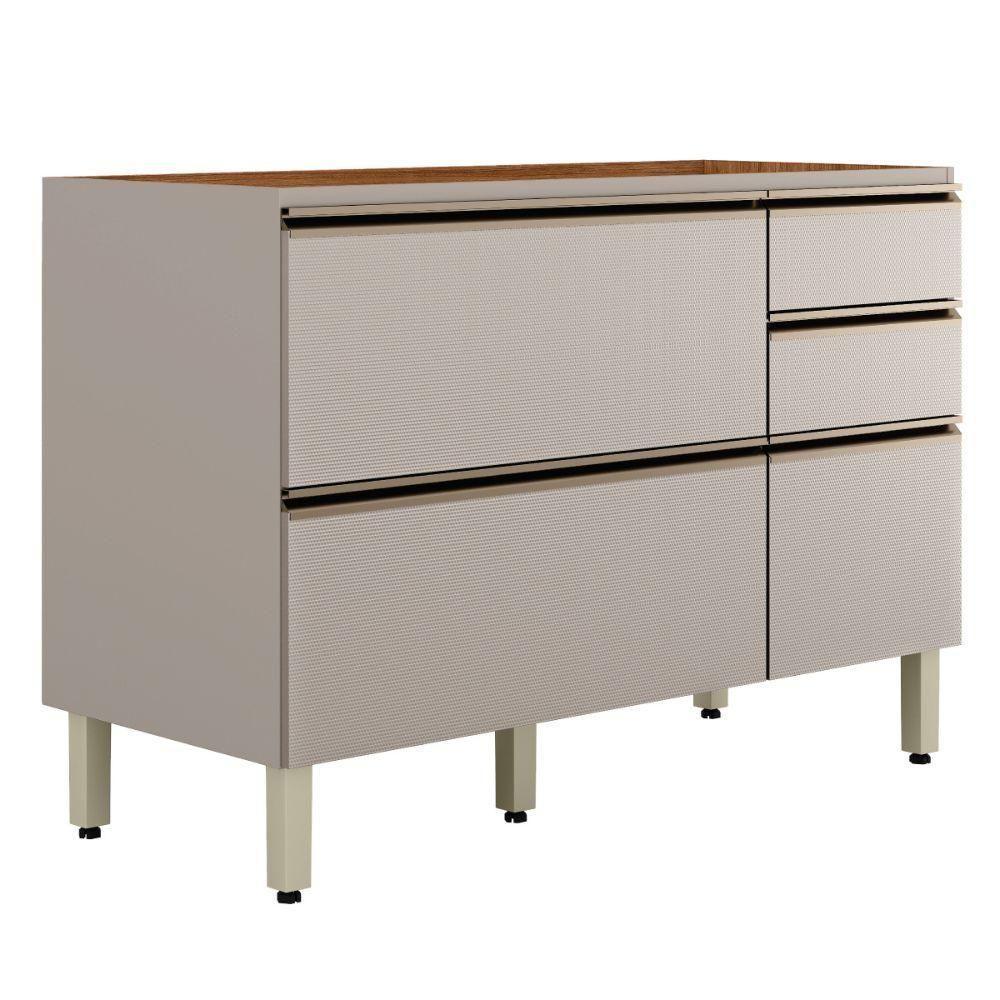 Balcão Para Pia 4 Gavetas 1 Porta 120 Cm Mdf Proenca Nogueira Nude Prime Demartez - 1