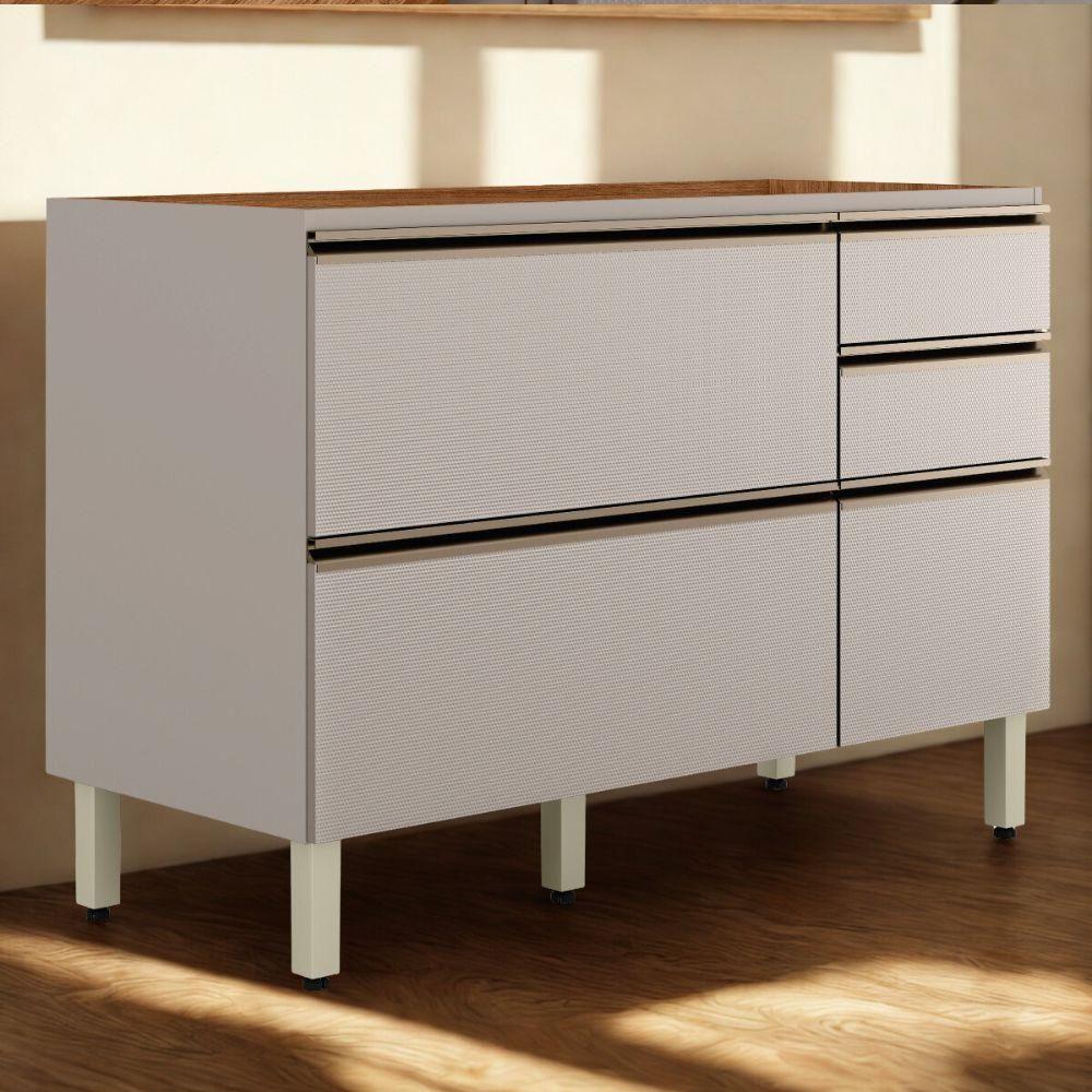 Balcão Para Pia 4 Gavetas 1 Porta 120 Cm Mdf Proenca Nogueira Nude Prime Demartez - 2