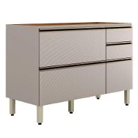 Balcão Para Pia 4 Gavetas 1 Porta 120 Cm Mdf Proenca Nogueira Nude Prime Demartez - 1