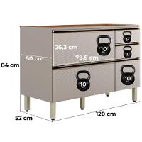 Balcão Para Pia 4 Gavetas 1 Porta 120 Cm Mdf Proenca Nogueira Nude Prime Demartez - 3