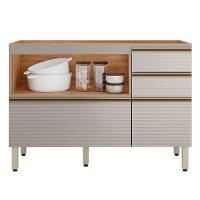 Balcão Para Pia 4 Gavetas 1 Porta 120 Cm Mdf Proenca Nogueira Nude Prime Demartez - 9