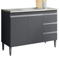 Balcão Pia Sem Tampo 2 Portas 3 Gavetas 97 Cm Andreia Cinza Reajl Moveis - 1