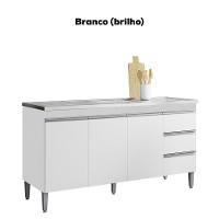 Balcão Pia Sem Tampo 3 Portas 3 Gavetas 155 Cm Andreia Branco Reajl Moveis