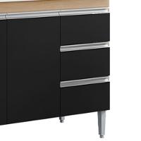 Balcão Pia Sem Tampo 2 Portas 3 Gavetas 97 Cm Andreia Amendoa Preto Reajl Moveis - 5