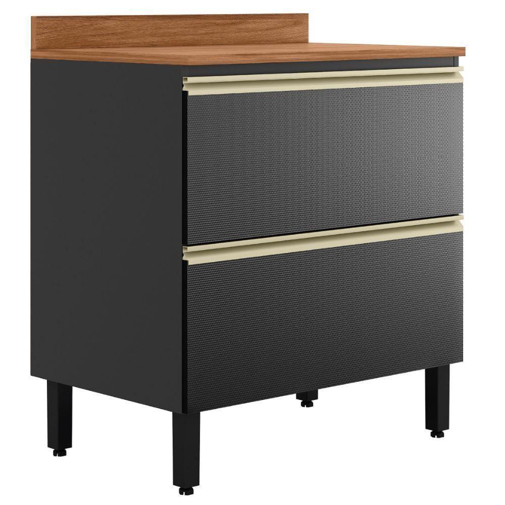 Balcão Com Tampo 1 Porta 1 Gaveta 80cm Mdf Proenca Nogueira Carbono Prime Demartez - 1