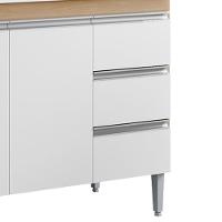 Balcão Pia Sem Tampo 2 Portas 3 Gavetas 97 Cm Andreia Amendoa Branco Reajl Moveis - 5