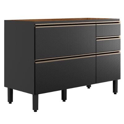 Balcão Para Pia 4 Gavetas 1 Porta 120 Cm Mdf Proenca Nogueira Carbono Prime Demartez