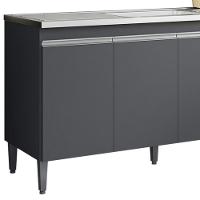 Balcão Pia Sem Tampo 3 Portas 3 Gavetas 155 Cm Andreia Cinza Reajl Moveis - 5