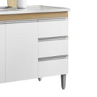 Balcão Pia Sem Tampo 3 Portas 3 Gavetas 155 Cm Andreia Amendoa Branco Reajl Moveis - 6