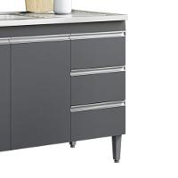 Balcão Pia Sem Tampo 3 Portas 3 Gavetas 145 Cm Andreia Cinza Reajl Moveis - 6