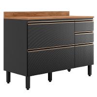 Balcao Com Tampo 4g 1p 120 Cm Mdf Proenca Nogueira Carbono Prime Demartez - 1