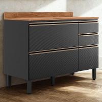 Balcao Com Tampo 4g 1p 120 Cm Mdf Proenca Nogueira Carbono Prime Demartez - 2