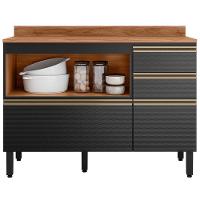 Balcao Com Tampo 4g 1p 120 Cm Mdf Proenca Nogueira Carbono Prime Demartez - 9