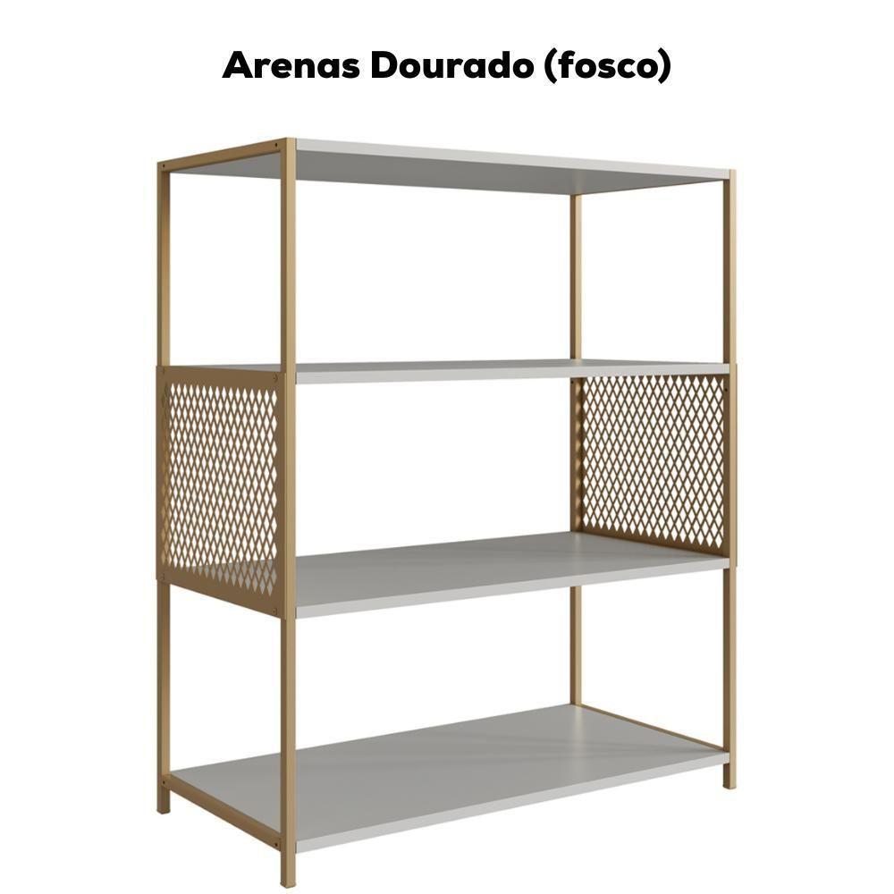Estante Estilo Industrial 94 Cm Com Tela P1024 Arenas Dourado Pp - 5