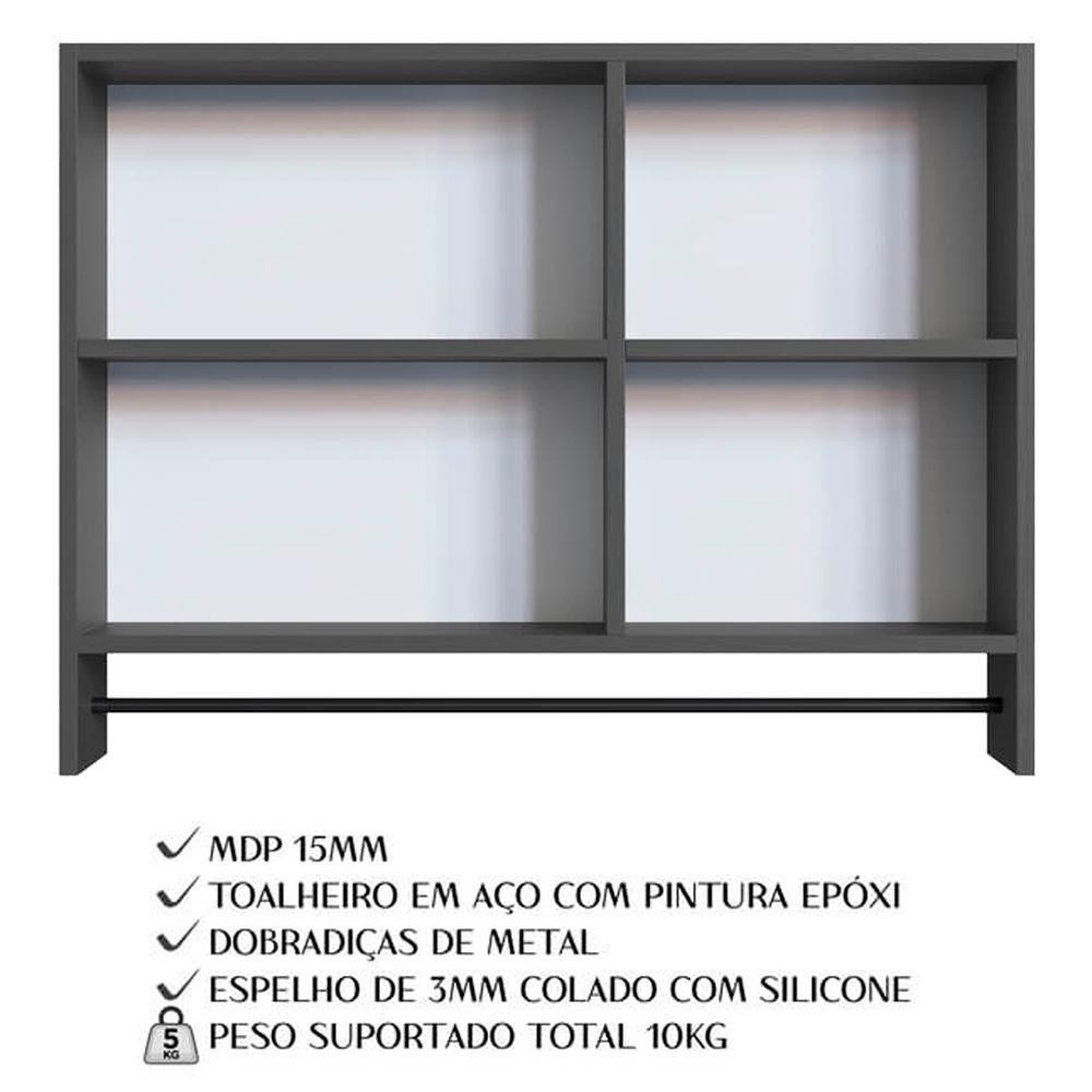 Conjunto Armario E Gabinete Com Cuba 60cm Mel Grafite Proddy - 5