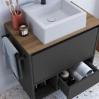 Conjunto Armario E Gabinete Com Cuba 60cm Mel Grafite Proddy - 7