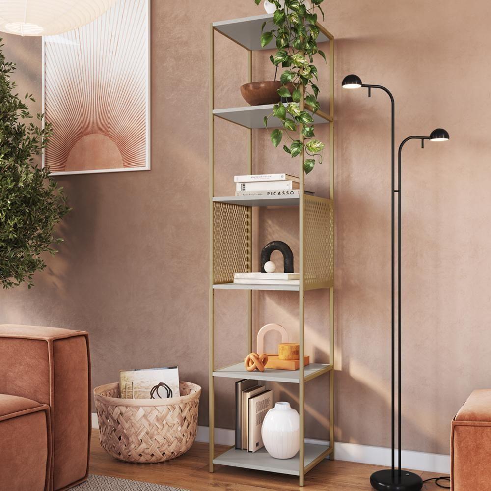 Estante 180 Cm Estilo Industrial Com Tela P1023 Arenas Dourado Pp - 2