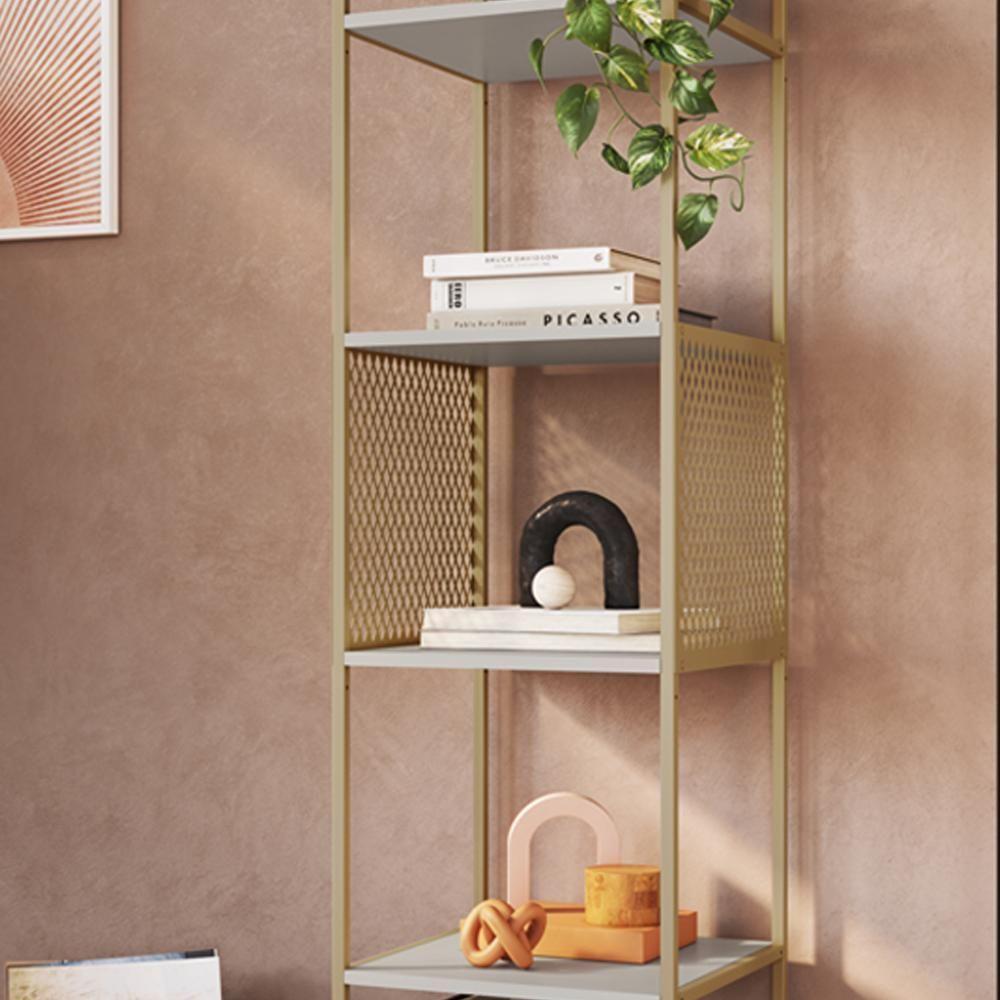 Estante 180 Cm Estilo Industrial Com Tela P1023 Arenas Dourado Pp - 4