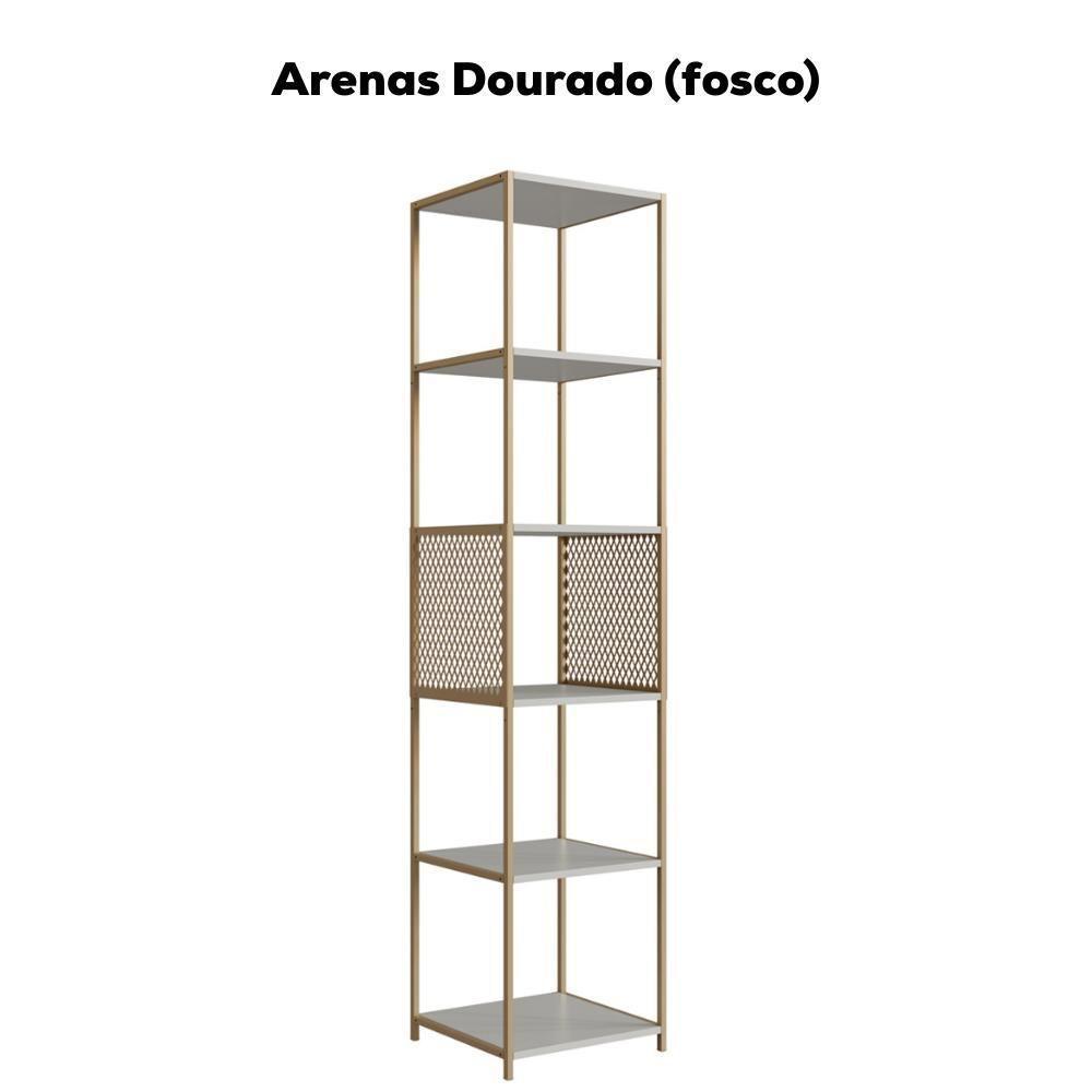 Estante 180 Cm Estilo Industrial Com Tela P1023 Arenas Dourado Pp - 5