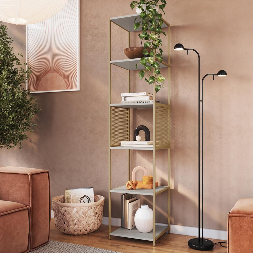 Estante 180 Cm Estilo Industrial Com Tela P1023 Arenas Dourado Pp - 6